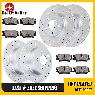 #ad Drilled Slotted Brake Rotors Pads Front Rear Kit for Nissan Altima Brakes $127.87