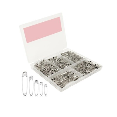 #ad Safety Pins 300 Pack 5 Different Sizes Safety Pins for Clothes Silver $5.82