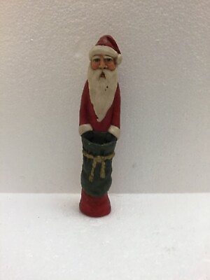 #ad Vintage Santa Handmade signed by C. Wampla 1993 Christmas Holiday Decor $16.00