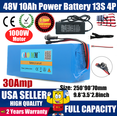 #ad 48V 10Ah Lithium li ion Battery Pack for ≤1000W ebike Electric Bicycle Motor 30A $131.96