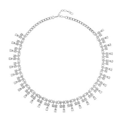 #ad Silvertone White Crystal Tassels Necklace Gift Jewelry for Women Size 20 22quot; $17.99