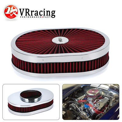 #ad 12quot; Super Flow Oval Air Cleaner Set With Washable Red Element amp; chrome top $51.80