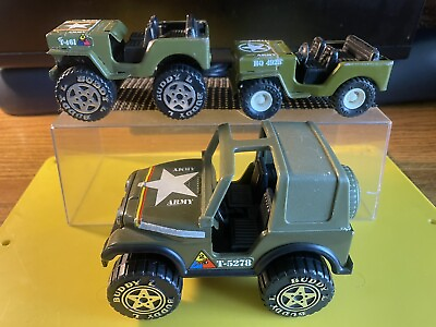 #ad 3 BUDDY L VINTAGE PRESSED STEEL ARMY JEEPS USED FROM 80’s 1 43 1 32 1 24 JAPAN $15.55