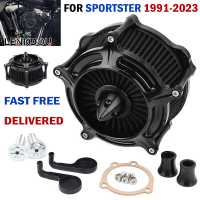 #ad Black Air Cleaner Intake Filters Kit For Harley Sportster XL 883 1200 Iron 48 72 $75.90