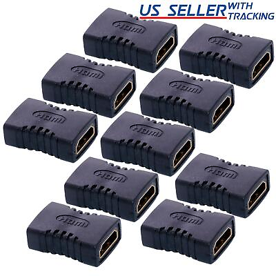 #ad 10x HDMI Female To Female Extender Adapter Coupler Connector Fit HDTV 1080P LOT $6.49