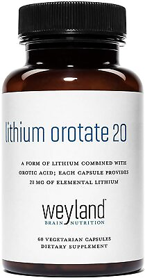 #ad Weyland Brain Nutrition: Lithium Orotate 20mg 1 Bottle 60 Vegetarian Capsules $63.54