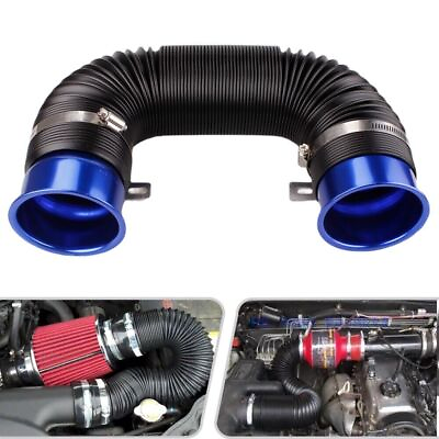 #ad Universal 3#x27;#x27; Flexible Car Cold Air Intake Hose Filter Pipe Telescopic Tube Kit $15.99