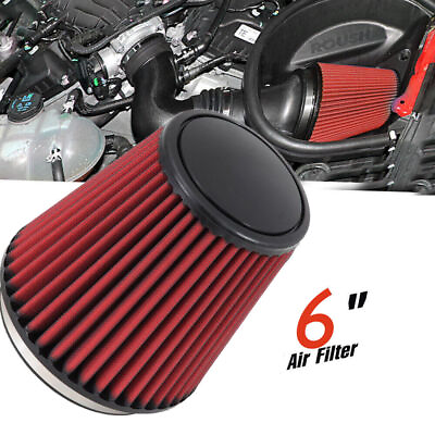 6inch Flange Diameter Cold Air Intake Filter High Flow Cone Tapered W Clamp RED $29.69