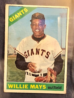 #ad 1966 Topps Willie Mays Baseball Card #1 Near Mint Vintage Original Rare $79.98