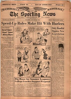 #ad The Sporting News Newspaper Jan 26 1963 Speed Up Rules Make Hit With Hurlers G $14.95
