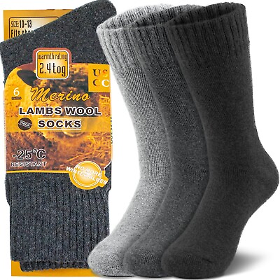 #ad 3 Pairs Mens Heavy Duty Winter Warm Merino Lambs Wool Boots Thermal Socks $12.99