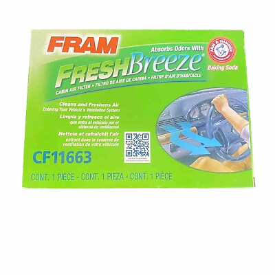 #ad Fram Fresh Breeze Cabin Air Filter CF11663 Cleans and Freshens Air Free Shipping $14.99