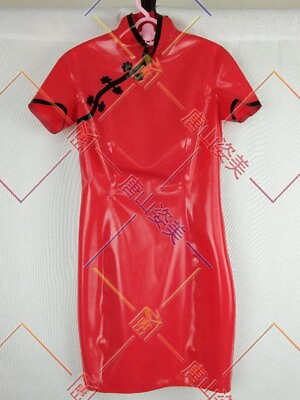 #ad 446 Latex Rubber Gummi Dress one piece cheongsam skirt fitted customized 0.4mm $89.99