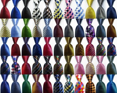 #ad New Checks Classic JACQUARD WOVEN 100% Silk Men#x27;s Tie Necktie $5.99