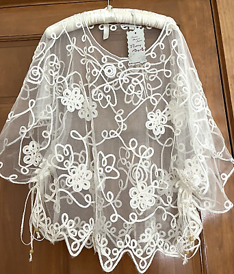 #ad NWT My Pretty Angel Fashions White Lace Tunic coverup One Size fits Style 818 $29.95