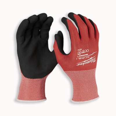 #ad Milwaukee Work Gloves Cut Level 1 Nitrile Dipped Gloves Red Black Pack of 12 $39.99
