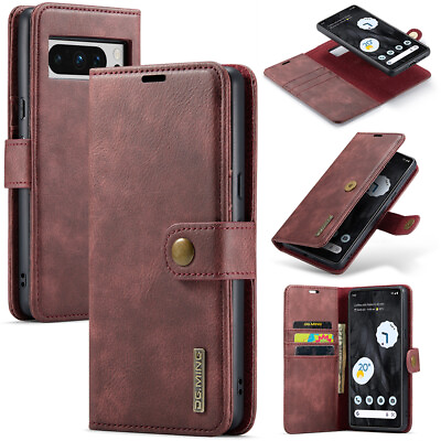 #ad Magnetic Leather Wallet Removable Flip Cover Case For Google Pixel 8 Pro 7 Pro 6 $13.64