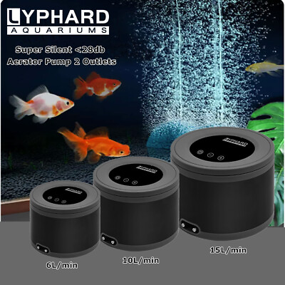 #ad Silent Aquarium Fish Tank Air Oxygen Pump Aerator Hydroponic Dual Outlet 600Gal $46.89