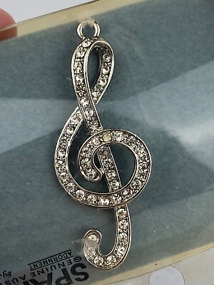 #ad Sparklers By Seasons of Cannon Falls Austrian Crystal Musical Music Note Pendant $14.99