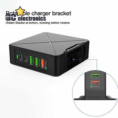 #ad 5 Port 45W PD QC 3.0 USB Wall Quick Charger Station Type C Wireless Charger A3GS $21.52