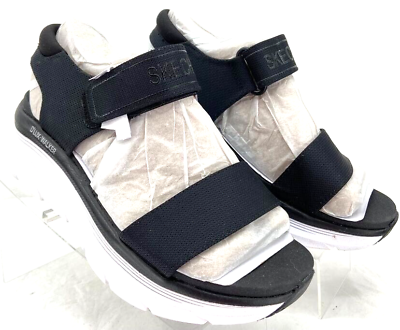 #ad New Skechers D#x27;Lux Walker Black Hook amp; Loop Comfort Sandals Shoes US Women#x27;s 7 $31.99