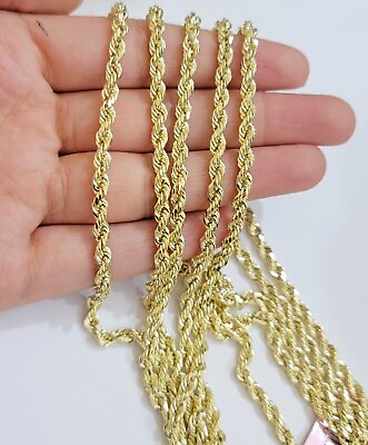 #ad 10K Solid Gold 4mm Rope Chain Necklace 7#x27;#x27; 16quot; 22quot; 24quot; 26quot; 30#x27;#x27; Genuine Gold $404.99