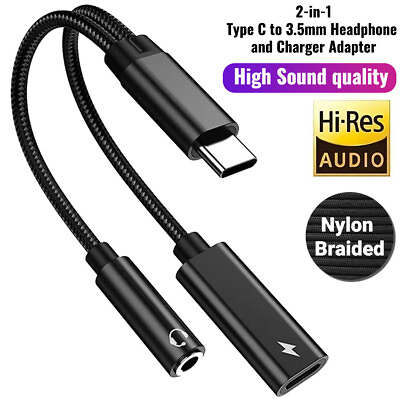 #ad #ad 2 in 1 Type C USB C to 3.5mm AUX Audio Headphone Jack Adapter Charger Cable New $5.99
