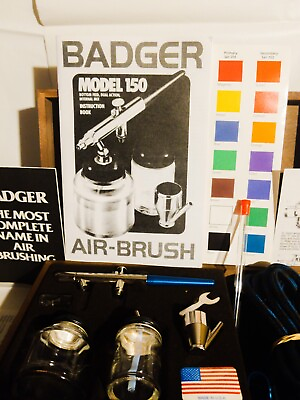 #ad Vtg Badger Airbrush Kit 150 4 PK Case Air Brush Painting Kit $60.00