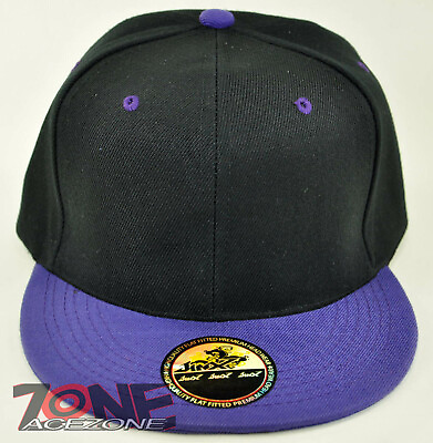 #ad NEW FLAT BILL SNAPBACK BALL SPORT CAP HAT BLACK PURPLE $9.95