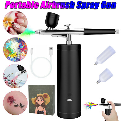 #ad Mini Airbrush Compressor Kit Spray Gun Air Brush Nail Art Tattoo Paint Tool Set $31.98