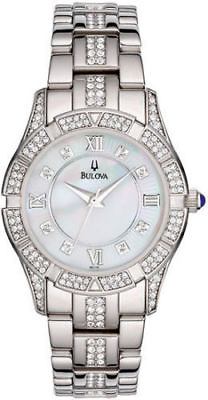 #ad Bulova 96L116 Women#x27;s Dress Swarovski Crystals MOP Dial Stainless Steel Watch $157.50