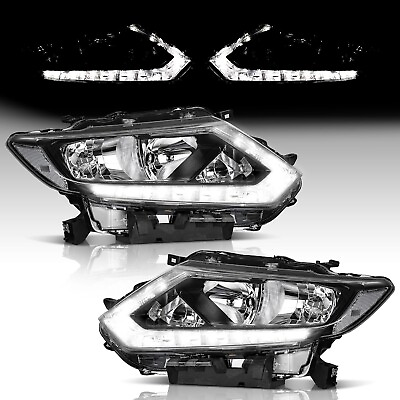 #ad WEELMOTO Headlights Assembly For 2014 2016 Nissan Rogue Pair LED DRL Headlamps $130.78