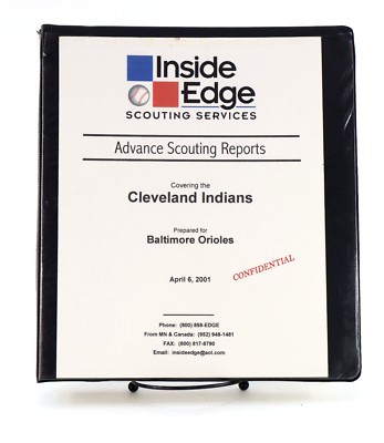 #ad Original Inside Edge 2001 Cleveland Indians Advanced Scouting Report By Orioles $99.99
