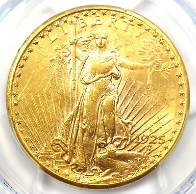 #ad 1925 D Saint Gaudens Gold Double Eagle $20 Coin. PCGS Uncirculated Detail UNC MS $6588.25