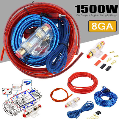 #ad Car Audio Cable Kit 1500W Amp Amplifier Install RCA Subwoofer Sub Wiring 8 Gauge $7.99