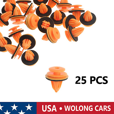 #ad 25Pcs Door Panel Retainer Clips Orange Kit Replacement for Nissan Infiniti $8.85