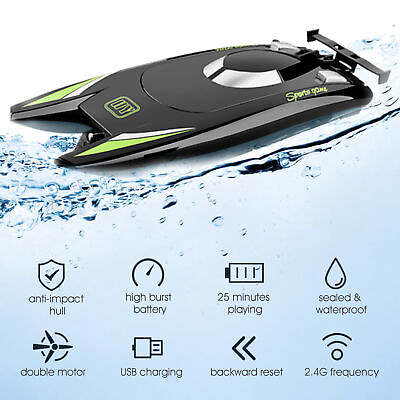 #ad 805 2.4G Racing Boat 25KM H High 2CH Boat for Kids Q1L7 $40.67