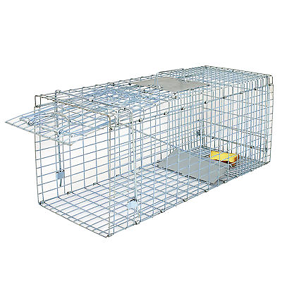 #ad Animal Trap 32quot;x12.5quot;x12quot; Large Steel Cage Spring Loaded Humane Rodent Possums $29.29