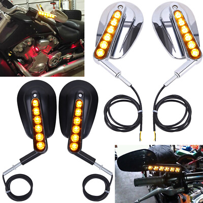 #ad For Harley VROD VRSCF Rear View Mirrors LED Light Front Turn Signals Motorcycle $36.29