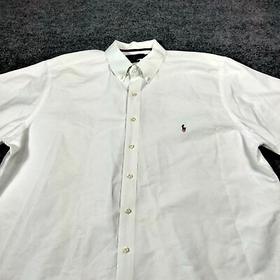 #ad Polo Ralph Lauren Shirt Men 2XLT White Cotton Button Down Flesh Pony Classic $29.88
