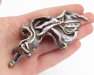 #ad ISRAEL 925 Sterling Silver Vintage Modernist Sculpted Brooch Pin BP2484 $99.99
