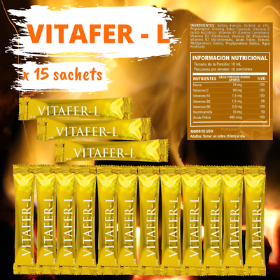 #ad VITAFER L GOLD Multivitamin* UNISEX* 15 SACHETS*10 ml PER BOX*100% NATURAL✅ $55.00