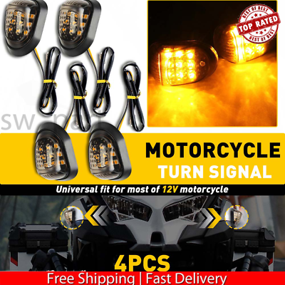 #ad Smoke Mini Motorcycle Turn Signal LED Blinker Light Indicator universal Lamp 12V $19.09