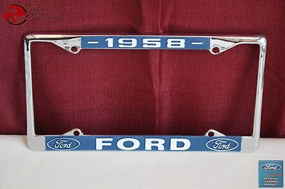 #ad 1958 Ford Car Pick Up Truck Front Rear License Plate Holder Chrome Frame New $21.50