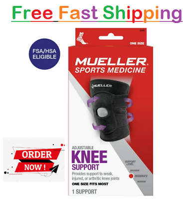 #ad Mueller Adjustable Knee Brace Support Black One Size Fits Most $16.40
