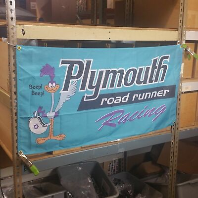 #ad Plymouth Racing Flag Banner Sign garage mancave hotrod nascar mopar roadrunner $35.00