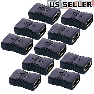 #ad 10 x HDMI Female To Female Extender Adapter Coupler Connector Fit HDTV 1080P 4K $6.49