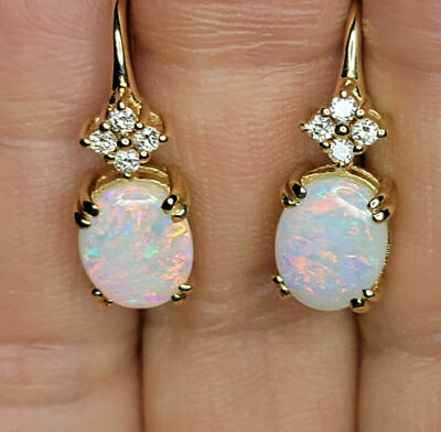 #ad 4Ct Oval Cut Genuine Fire Opal Drop Dangle Earring 14K Yellow Gold Plated Silver $133.64