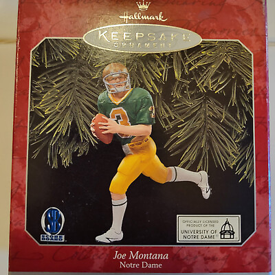 #ad Joe Montana NCAA Notre Dame 1998 Christmas Ornament $7.00