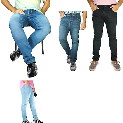 #ad Men#x27;s Slim Fit Jeans Stretch Denim Fashionable Skinny Casual Super Designer Pant $26.99